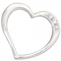 Anhänger Herz 585 Weißgold 3 Diamanten Brillanten 0,03ct. Herzanhänger
