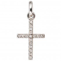 Anhänger Kreuz 585 Weißgold 17 Diamanten Brillanten Kreuzanhänger Goldkreuz