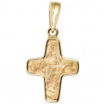 Anhänger Kreuz 585 Gelbgold gehämmert Kreuzanhänger Goldkreuz