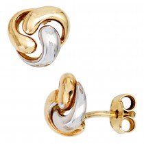 Ohrstecker Knoten verschlungen 333 Gelbgold bicolor Ohrringe Goldohrstecker