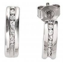 Halbcreolen 585 Weißgold 14 Diamanten Brillanten 0,15ct. Ohrringe Creolen