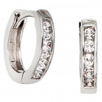 Creolen rund 375 Gold Weißgold 10 Zirkonia Ohrringe Goldohrringe Goldcreolen