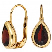 Boutons Tropfen 375 Gelbgold 2 Granate rot Ohrringe Ohrhänger