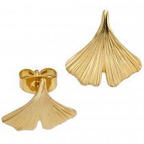Ohrstecker Ginko Gingko 375 Gelbgold mattiert Ohrringe