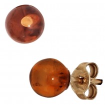 Ohrstecker 375 Gelbgold 2 Bernsteine orange Ohrringe Bernsteinohrringe