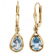 Boutons Tropfen 333 Gelbgold 2 Spinelle hellblau blau Ohrringe Ohrhänger
