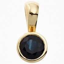 Anhänger rund 333 Gelbgold 1 blauer Safir Goldanhänger