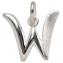 Anhänger Buchstabe W 925 Sterling Silber matt Buchstabenanhänger