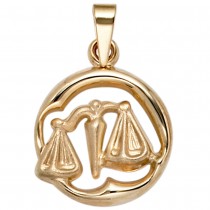 Anhänger Sternzeichen Waage 375 Gelbgold matt Sternzeichenanhänger
