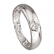 Kinder Taufring 925 Sterling Silber rhodiniert 1 Zirkonia Taufanhänger