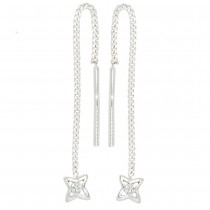 Durchzieh-Ohrhänger Stern 925 Silber 2 Zirkonia Ohrringe zum Durchziehen