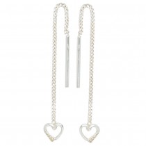 Durchzieh-Ohrhänger Herz 925 Sterling Silber Ohrringe zum Durchziehen