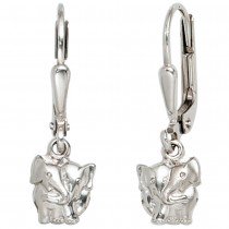 Kinder Boutons Elefant 925 Silber mattiert Ohrringe Ohrhänger Kinderohrringe
