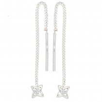 Durchzieh-Ohrhänger Stern 925 Silber 2 Zirkonia Ohrringe zum Durchziehen