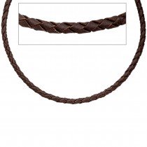Leder Halskette Kette Schnur braun 45cm Karabiner 925 Sterling Silber
