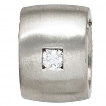 Anhänger 925 Sterling Silber rhodiniert mattiert 1 Diamant Brillant 0,05ct.
