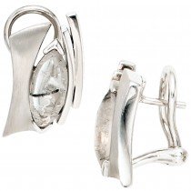 Ohrstecker 925 Sterling Silber rhodiniert mattiert 2 Turmalinquarze Ohrringe