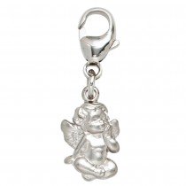 Einhänger Charm Engel 925 Sterling Silber rhodiniert mattiert