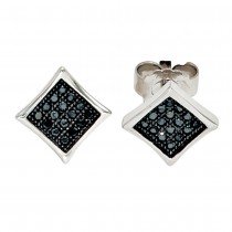 Ohrstecker quadratisch 925 Sterling Silber mit Zirkonia schwarz Ohrringe