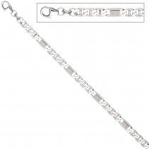 Panzer-Steg-Armband 925 Sterling Silber 21cm Karabiner Silberarmband