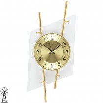 Funkwanduhr analog modern messing farben mit Glas