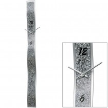 Wanduhr Quarz analog silbern modern mit Glas und Kunstleder