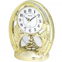 Tischuhr Quarz analog golden mit Drehpendel