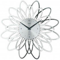 Wanduhr Quarz analog silbern modern florales Design