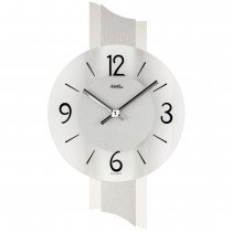 Wanduhr Quarz analog silbern modern mit Chrom und Glas