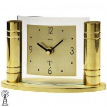 Tischuhr Funk golden Metall mit Glas und Aluminium