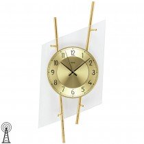 Funkwanduhr analog modern messing farben mit Glas