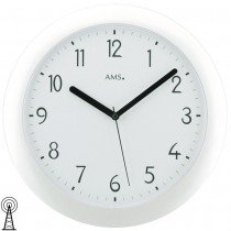 Funkwanduhr analog weiß rund Mineralglas