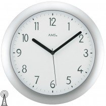 Funkwanduhr analog silbern rund