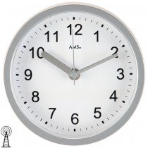 Wanduhr Tischuhr Badezimmeruhr Funk silbern wasserdicht