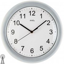 Funkwanduhr analog silbern rund schlicht