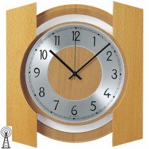 Funkwanduhr modern Holz Buche massiv mit Aluminium