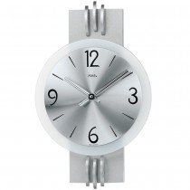 Wanduhr Quarz analog silbern modern mit Aluminium und Glas