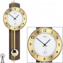 Funkwanduhr mit Pendel Holz nussbaum furniert Pendeluhr