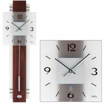 Wanduhr Quarz mit Pendel Holz nussbaum farben Pendeluhr mit Glas