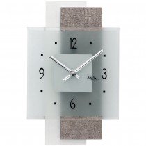 Wanduhr Quarz analog modern mit Glas und Kunstleder