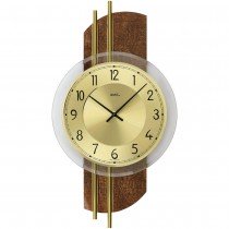 Wanduhr Quarz analog golden modern messing farben mit Kunstleder