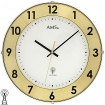 Funkwanduhr analog messing farben mit Aluminium-Ring