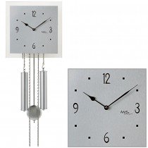Wanduhr mit Pendel mechanisch silbern eckig Pendeluhr mit Aluminium