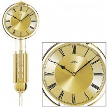 Wanduhr mit Pendel mechanisch golden Frontreif aus Messing