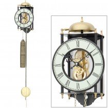 Wanduhr Skelettuhr mit Pendel mechanisch golden schwarz Metall Pendeluhr