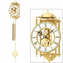 Wanduhr mit Pendel mechanisch golden Metall Pendeluhr Skelettuhr
