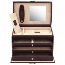 Schmuckkoffer weinrot Spiegel Schubladen