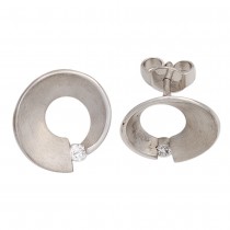 Ohrstecker 585 Weißgold matt 2 Diamanten Brillanten 0,07ct. Ohrringe
