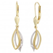 Ohrhänger 585 Gelbgold Weißgold bicolor 2 Diamanten Brillanten Ohrringe