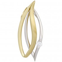 Anhänger 585 Gelbgold Weißgold bicolor 1 Diamant Brillant Diamantanhänger